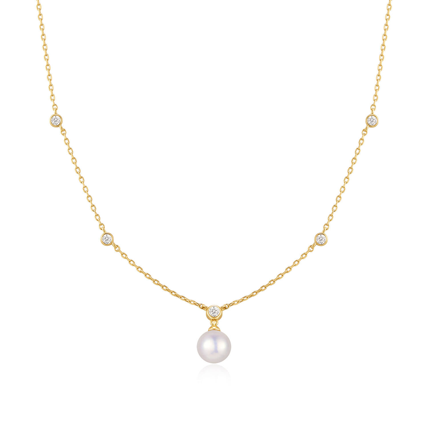  Luna Gaze - Gliederketten - Silber / 14kt GP - Perle - 45cm